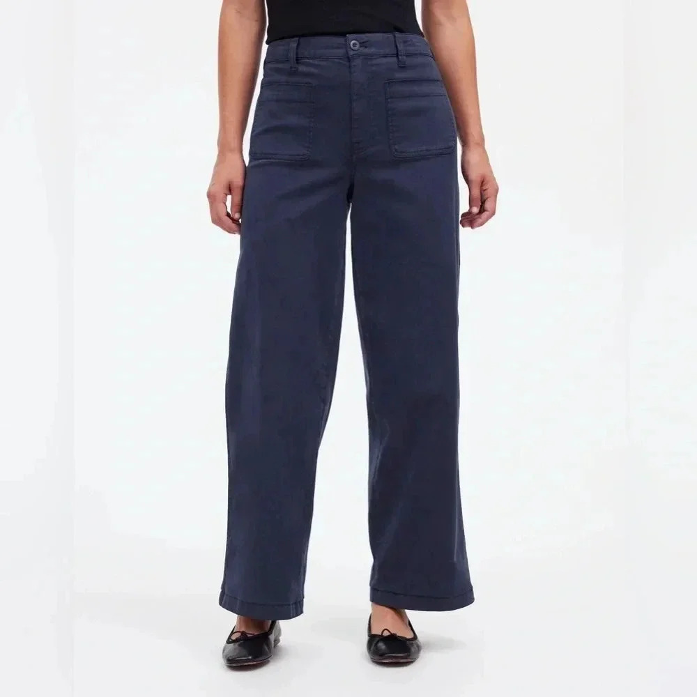 Women's Navy Wide-Leg Pants